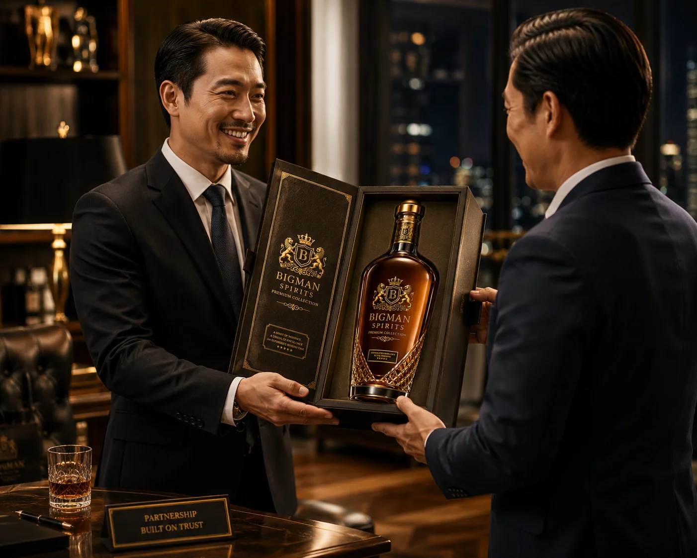 Trao quà tặng doanh nghiệp: bộ chai rượu và hộp quà cao cấp BS002 - Royal Lion — BIGMAN SPIRITS