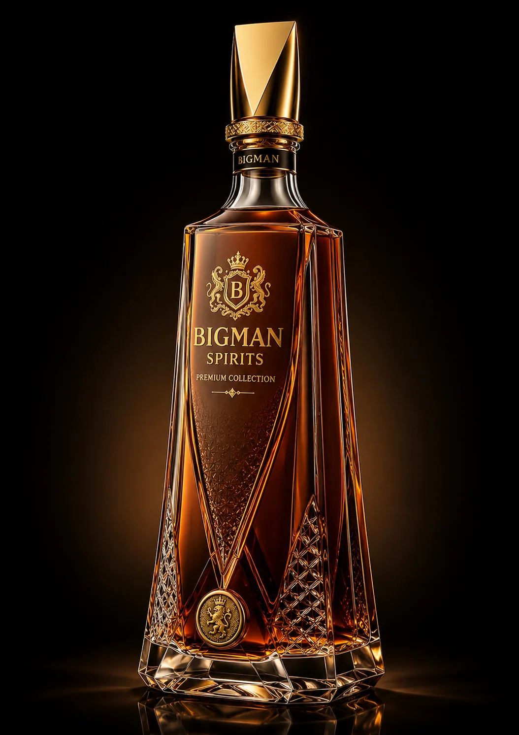 Chai thủy tinh cao cấp BS003 - Imperial Obelisk — mẫu chai rượu thiết kế riêng BIGMAN SPIRITS, góc chi tiết