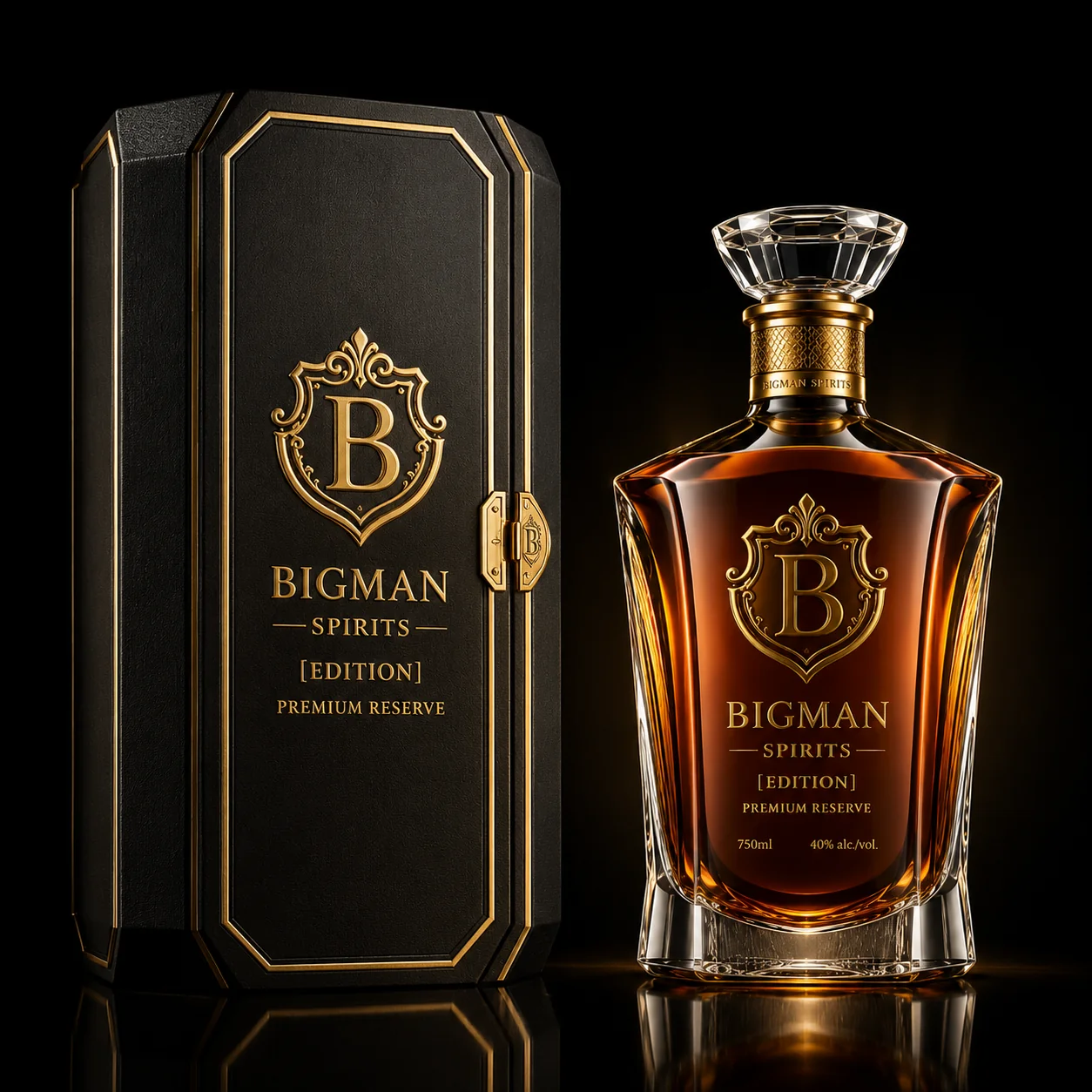 Hộp quà rượu cao cấp đi kèm chai BS004 - Heritage XO — bộ chai và hộp quà tặng doanh nghiệp BIGMAN SPIRITS