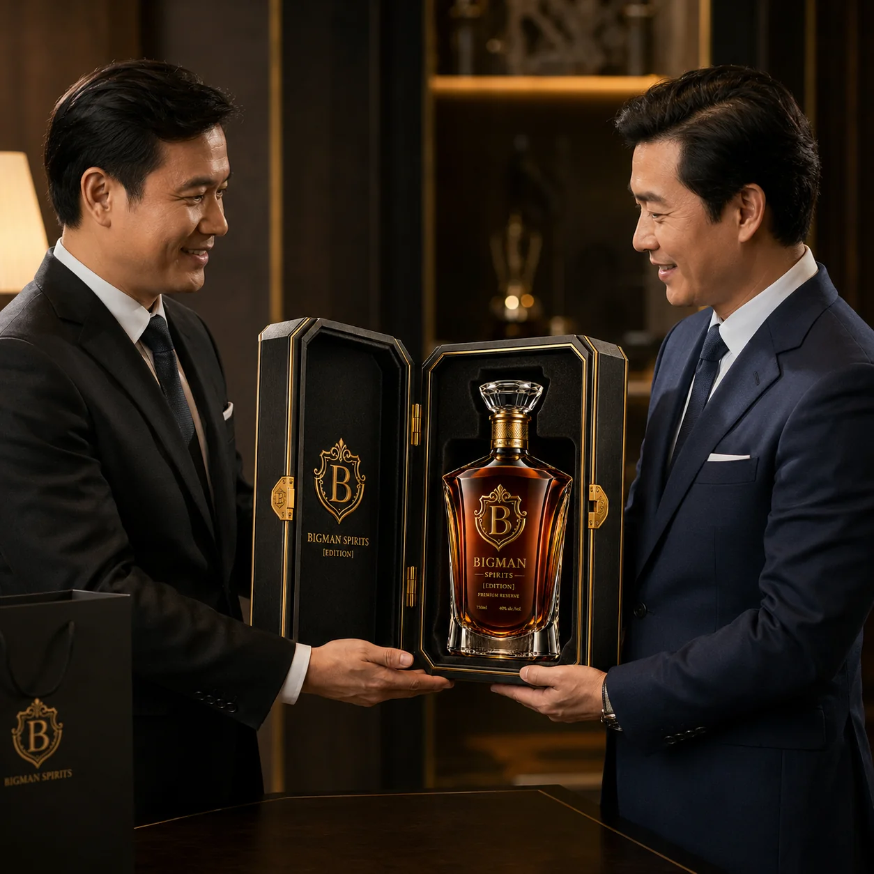 Trao quà tặng doanh nghiệp: bộ chai rượu và hộp quà cao cấp BS004 - Heritage XO — BIGMAN SPIRITS