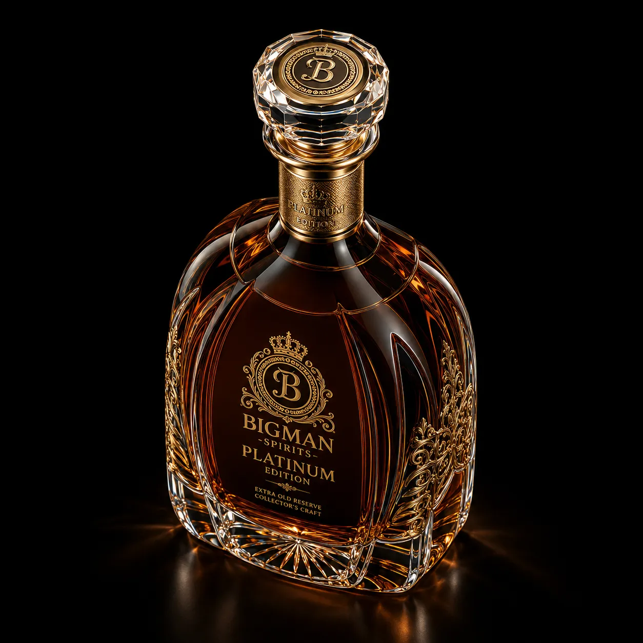 Chai thủy tinh cao cấp BS005 - Platinum Arch — mẫu chai rượu thiết kế riêng BIGMAN SPIRITS, cận cảnh nắp chai