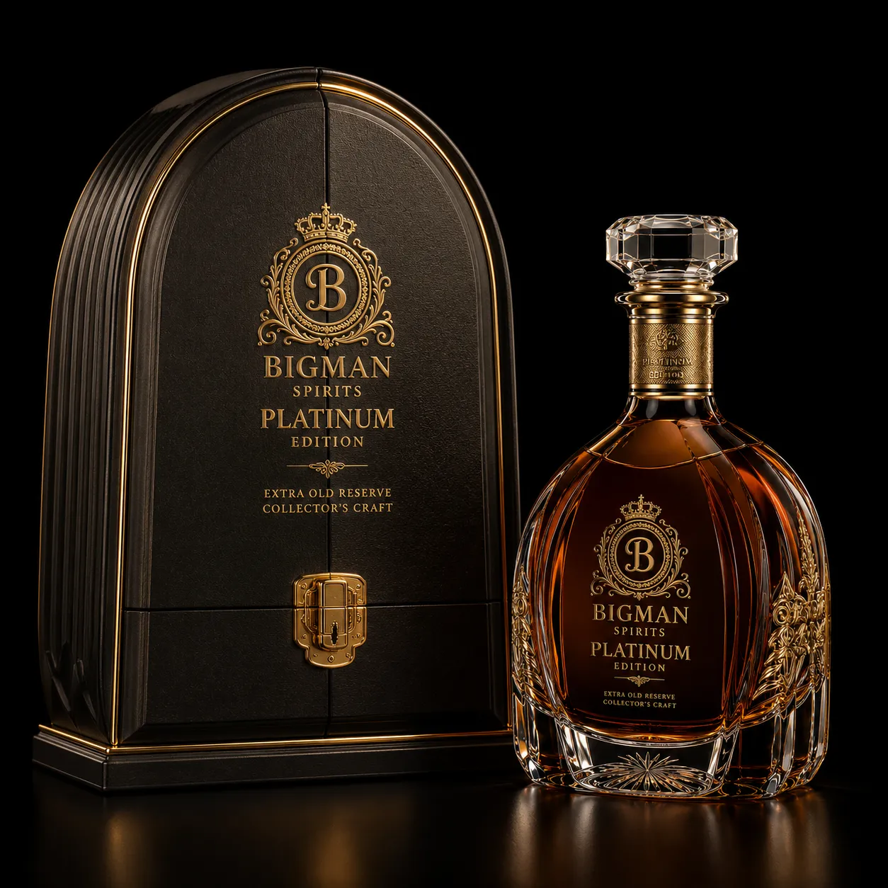 Hộp quà rượu cao cấp đi kèm chai BS005 - Platinum Arch — bộ chai và hộp quà tặng doanh nghiệp BIGMAN SPIRITS