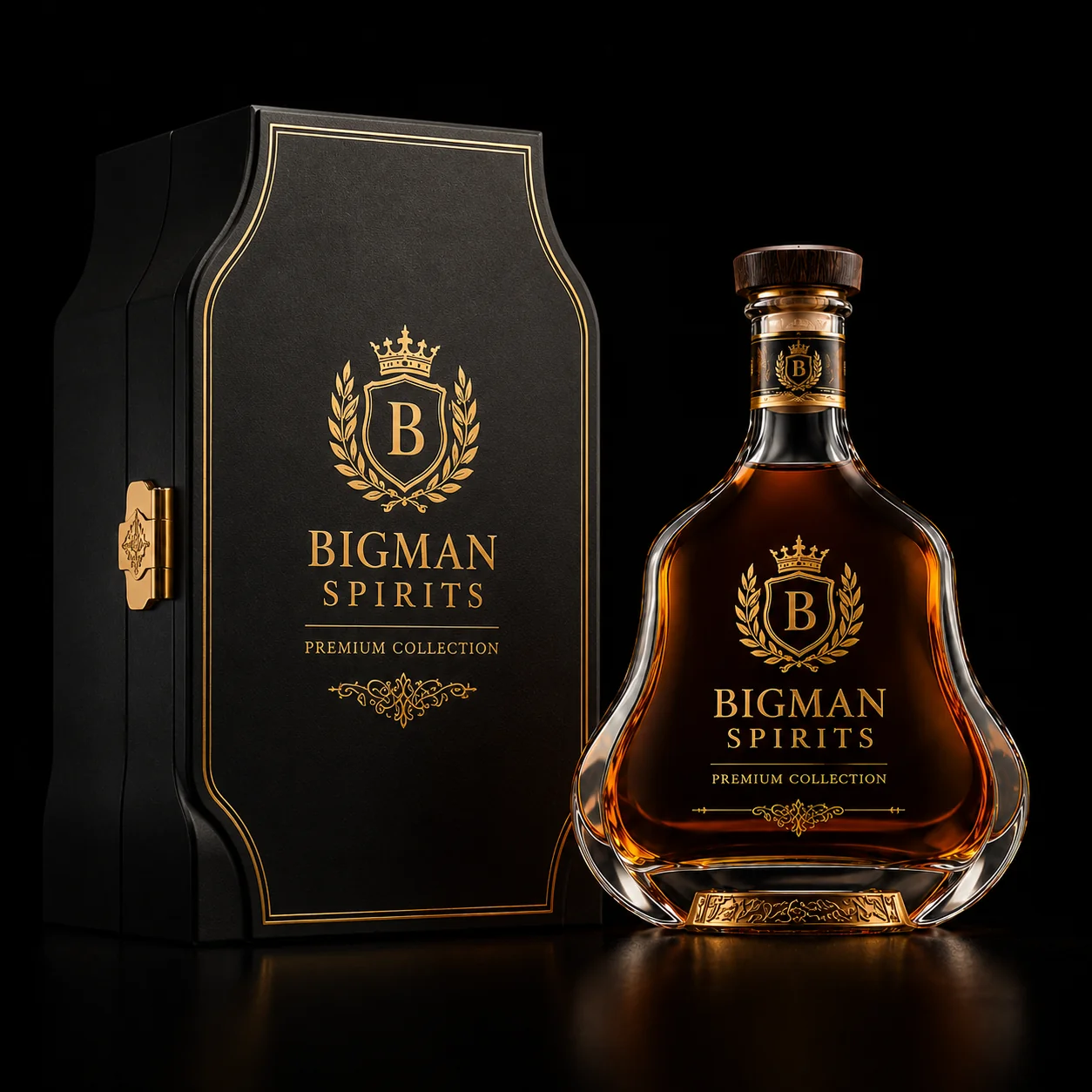 Hộp quà rượu cao cấp đi kèm chai BS007 - Signature Curve — bộ chai và hộp quà tặng doanh nghiệp BIGMAN SPIRITS