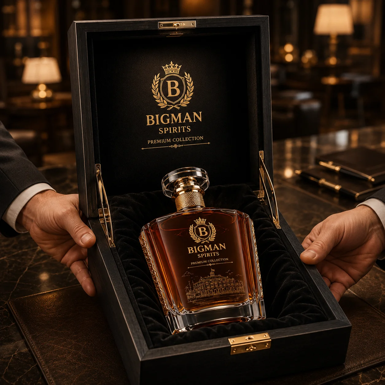Trao quà tặng doanh nghiệp: bộ chai rượu và hộp quà cao cấp BS008 - Nha Rong Heritage — BIGMAN SPIRITS