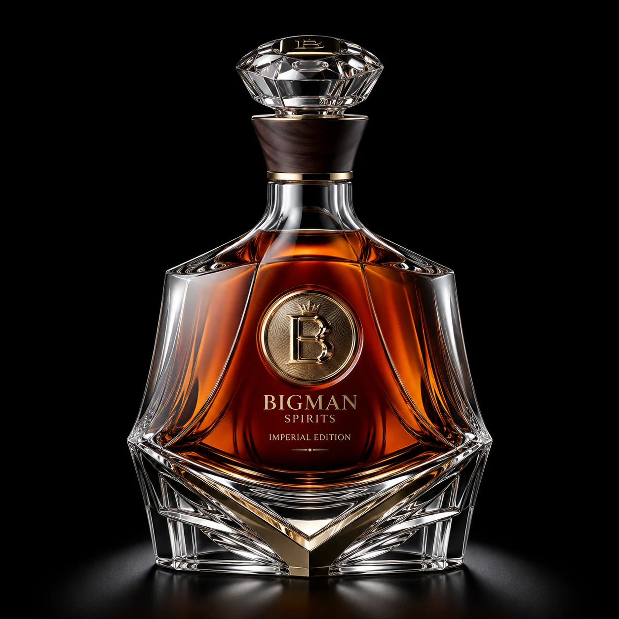 Chai thủy tinh cao cấp BS009 - Imperial Monolith — mẫu chai rượu thiết kế riêng BIGMAN SPIRITS, chính diện