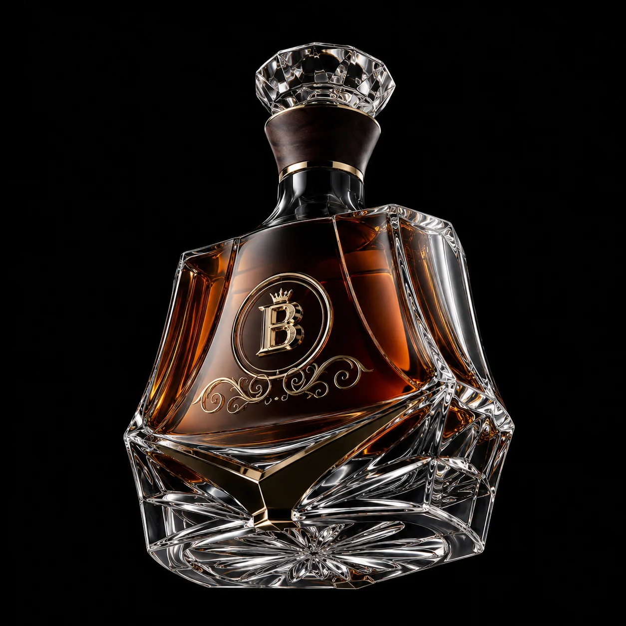 Chai thủy tinh cao cấp BS009 - Imperial Monolith — mẫu chai rượu thiết kế riêng BIGMAN SPIRITS, mặt sau và đáy chai