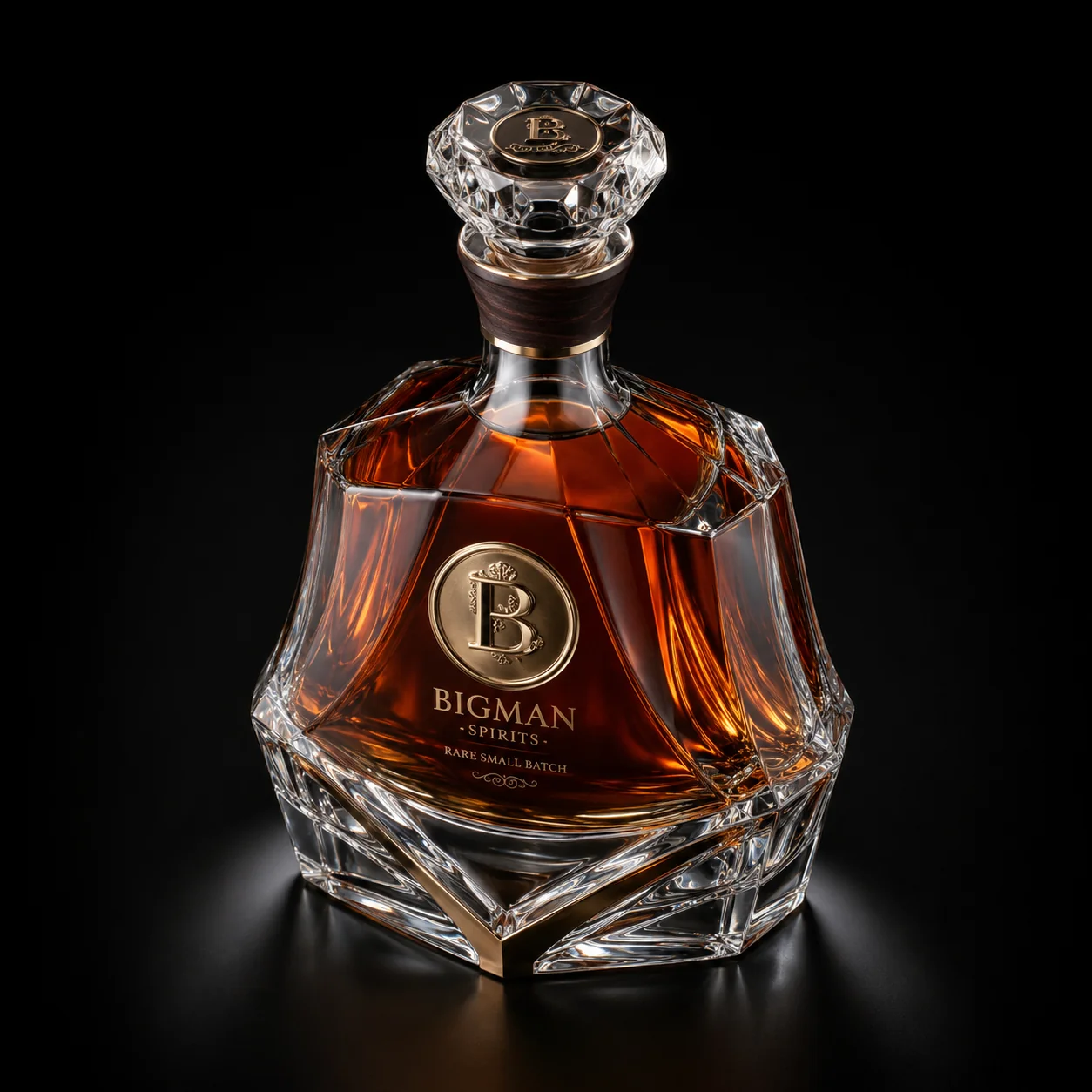 Chai thủy tinh cao cấp BS009 - Imperial Monolith — mẫu chai rượu thiết kế riêng BIGMAN SPIRITS, cận cảnh nắp chai