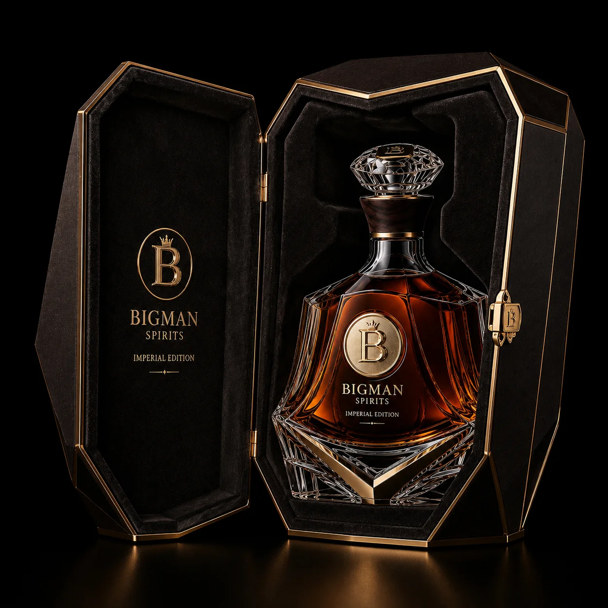 Hộp quà rượu mở, khay lót nhung ôm khít chai BS009 - Imperial Monolith — bao bì quà tặng cao cấp BIGMAN SPIRITS