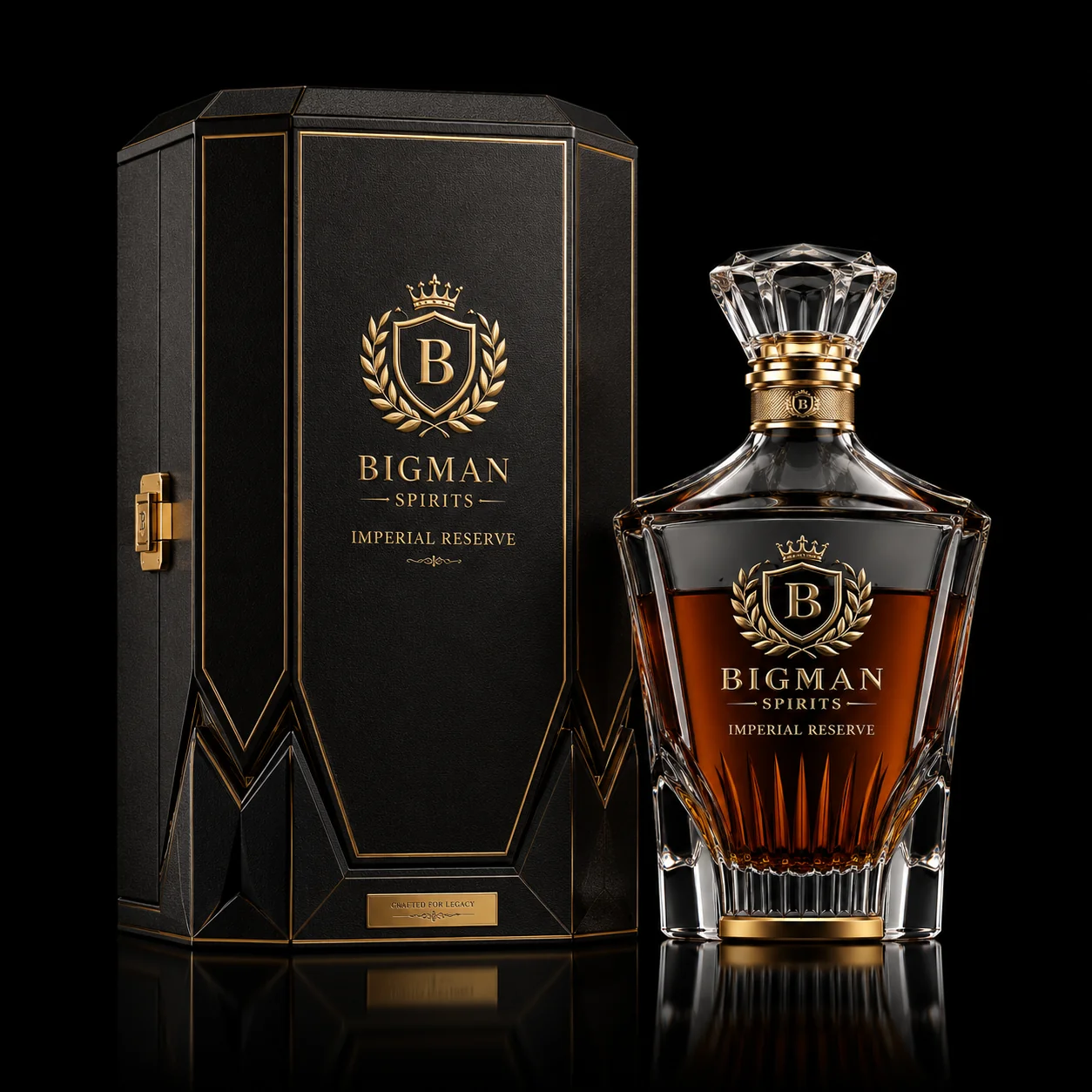 Hộp quà rượu cao cấp đi kèm chai BS010 - Imperial Reserve — bộ chai và hộp quà tặng doanh nghiệp BIGMAN SPIRITS