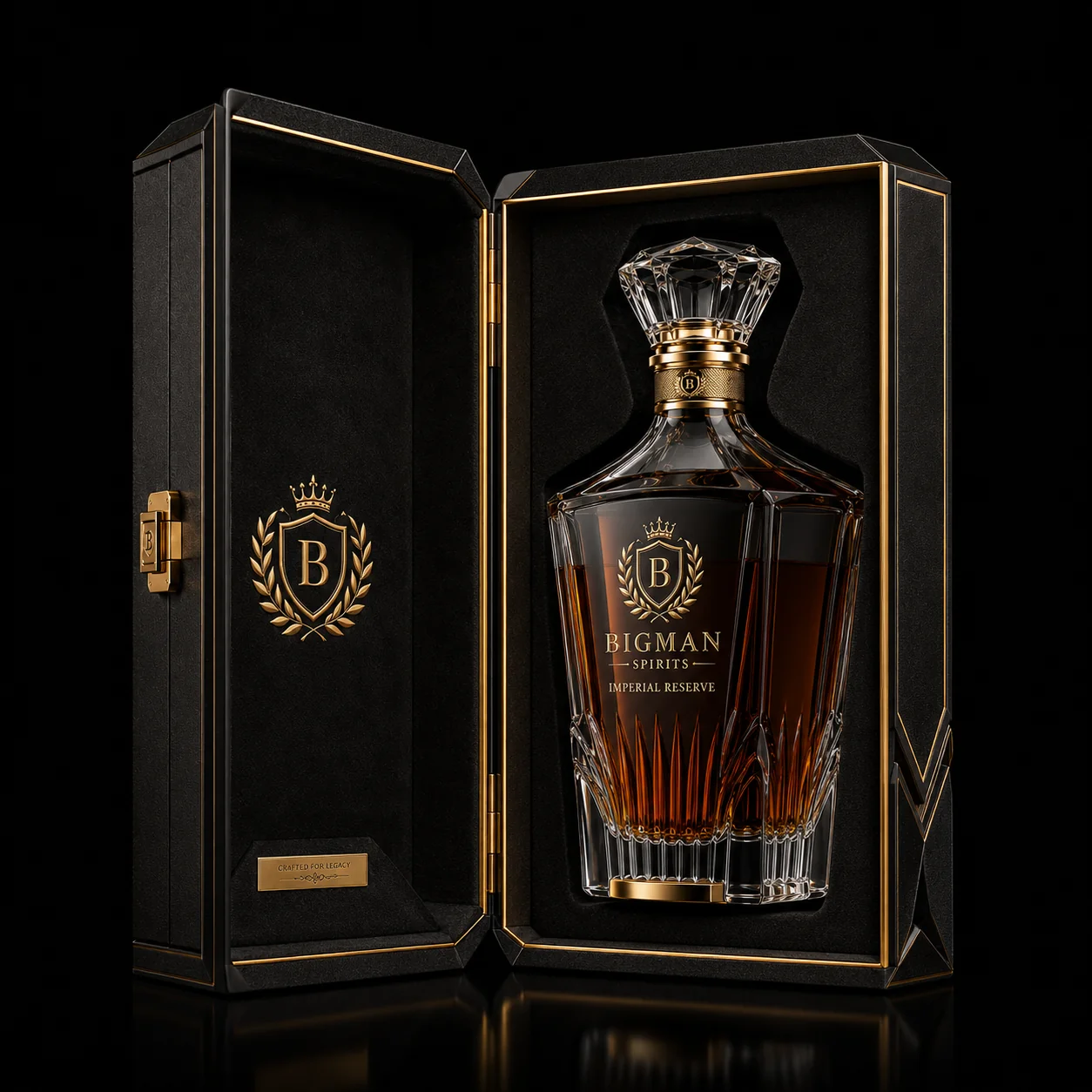 Hộp quà rượu mở, khay lót nhung ôm khít chai BS010 - Imperial Reserve — bao bì quà tặng cao cấp BIGMAN SPIRITS