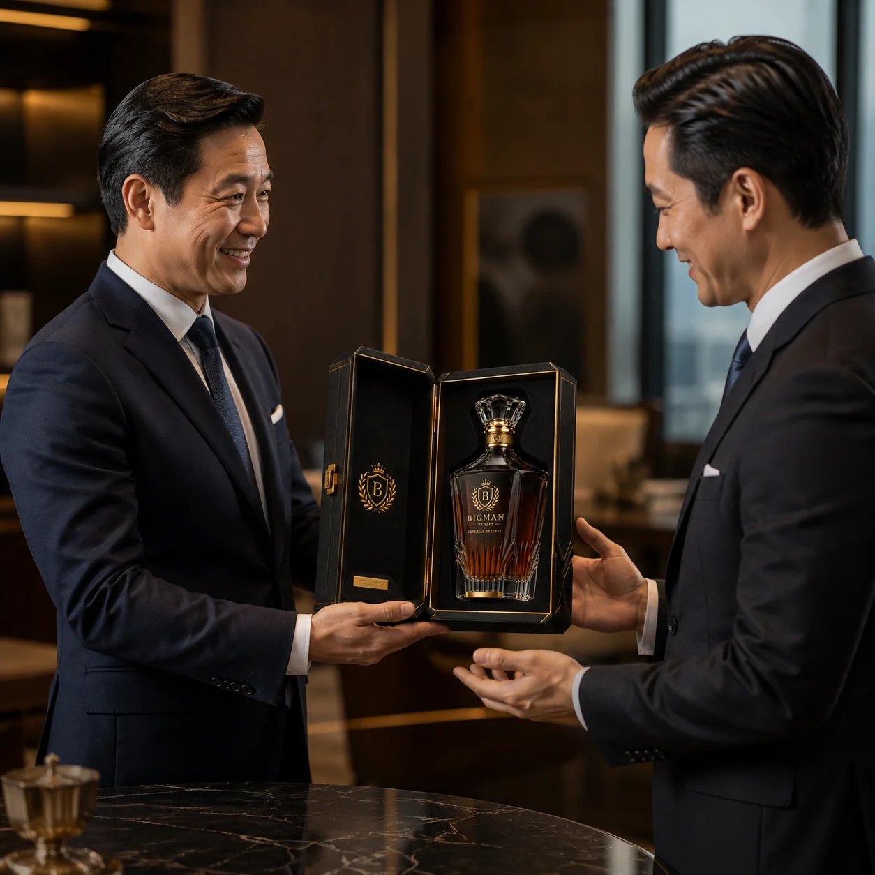 Trao quà tặng doanh nghiệp: bộ chai rượu và hộp quà cao cấp BS010 - Imperial Reserve — BIGMAN SPIRITS