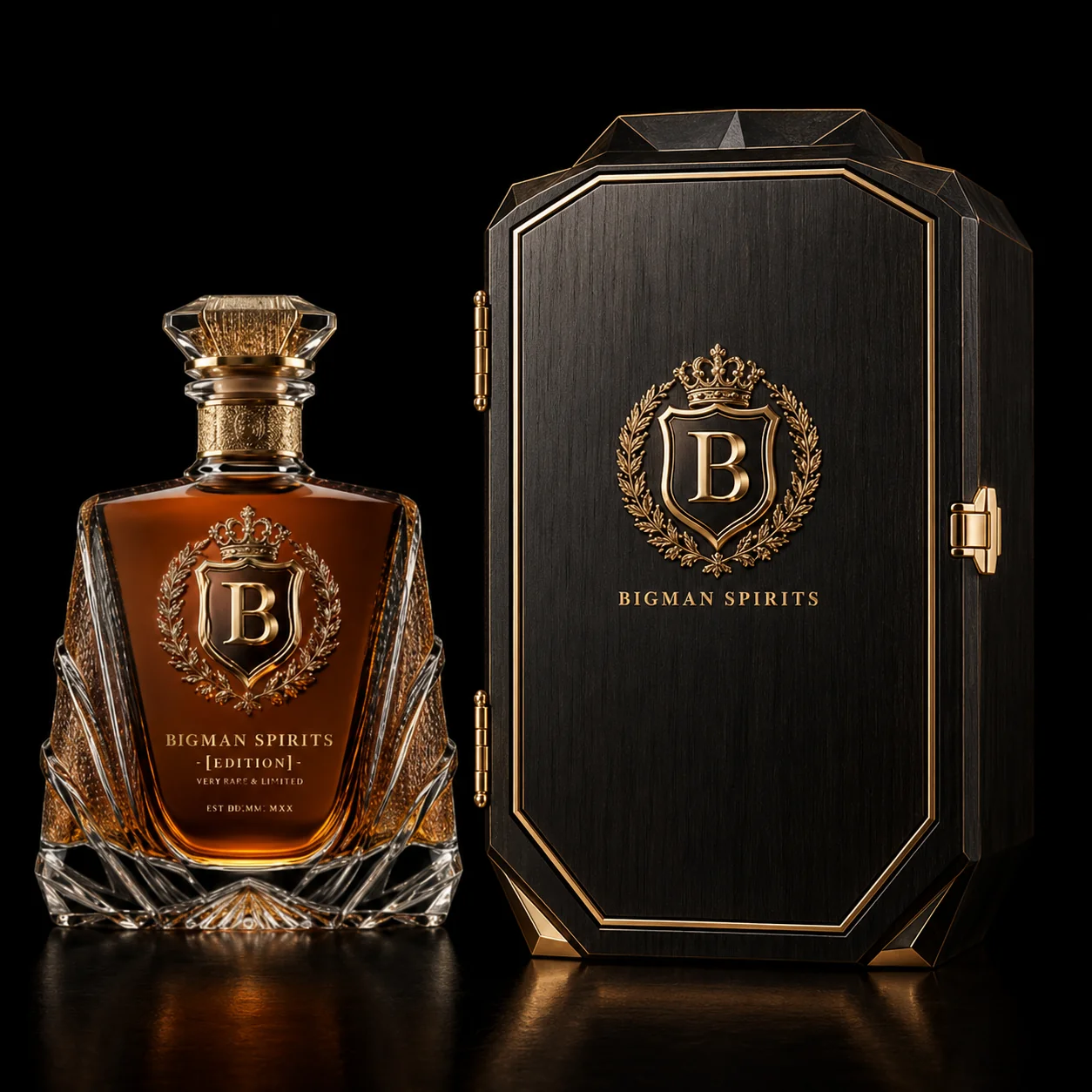 Hộp quà rượu cao cấp đi kèm chai BS011 - Gatsby Sunburst — bộ chai và hộp quà tặng doanh nghiệp BIGMAN SPIRITS