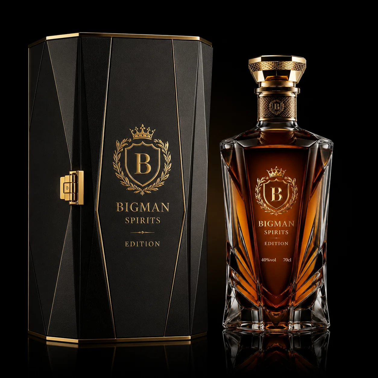 Hộp quà rượu cao cấp đi kèm chai BS014 - Sovereign Facet — bộ chai và hộp quà tặng doanh nghiệp BIGMAN SPIRITS