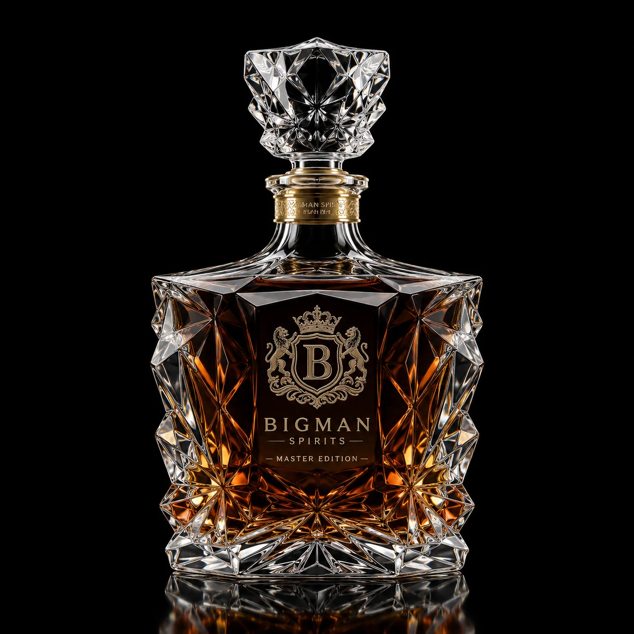 Chai thủy tinh cao cấp BS017 - Master Prism — mẫu chai rượu thiết kế riêng BIGMAN SPIRITS, chính diện