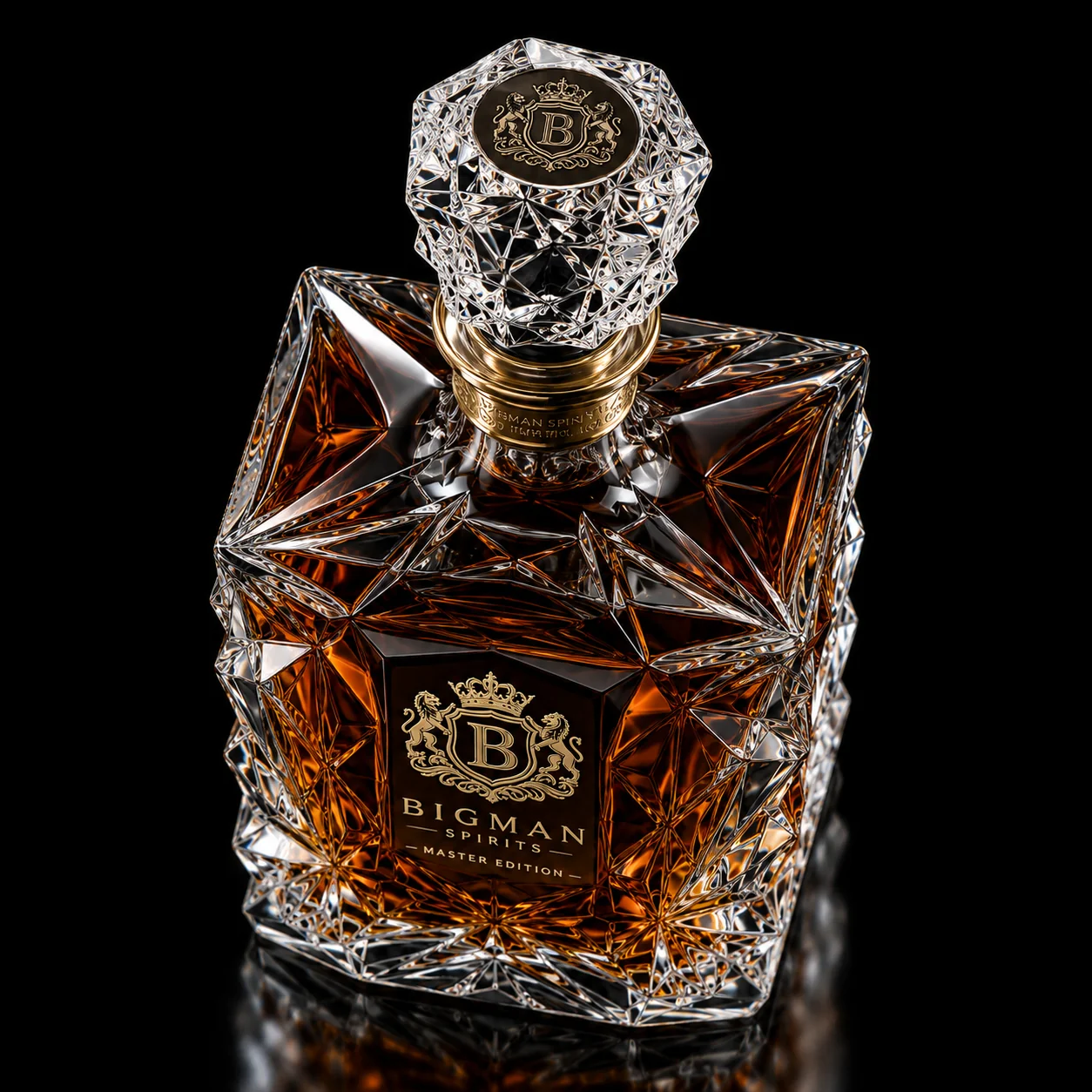 Chai thủy tinh cao cấp BS017 - Master Prism — mẫu chai rượu thiết kế riêng BIGMAN SPIRITS, cận cảnh nắp chai