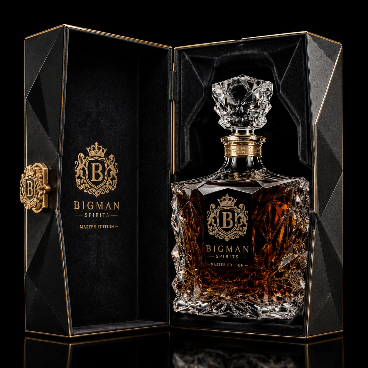 Hộp quà rượu mở, khay lót nhung ôm khít chai BS017 - Master Prism — bao bì quà tặng cao cấp BIGMAN SPIRITS