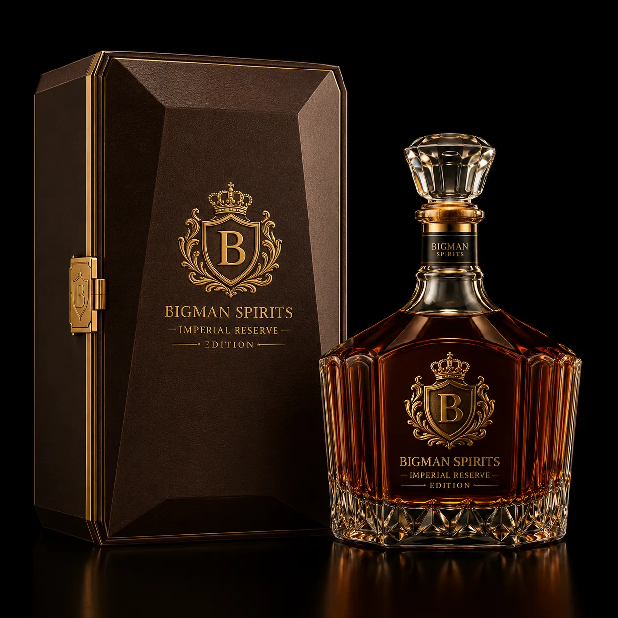 Hộp quà rượu cao cấp đi kèm chai BS018 - Imperial Crown — bộ chai và hộp quà tặng doanh nghiệp BIGMAN SPIRITS
