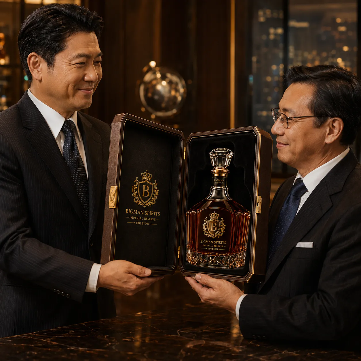Trao quà tặng doanh nghiệp: bộ chai rượu và hộp quà cao cấp BS018 - Imperial Crown — BIGMAN SPIRITS