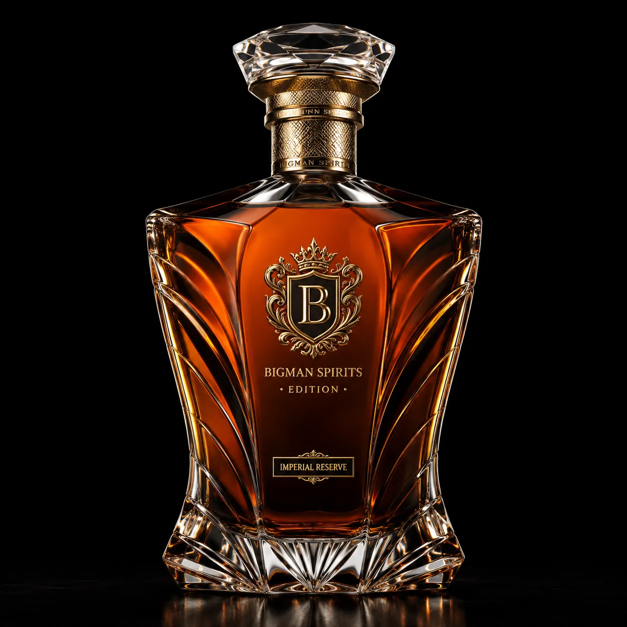 Chai thủy tinh cao cấp BS019 - Imperial Plume — mẫu chai rượu thiết kế riêng BIGMAN SPIRITS, chính diện