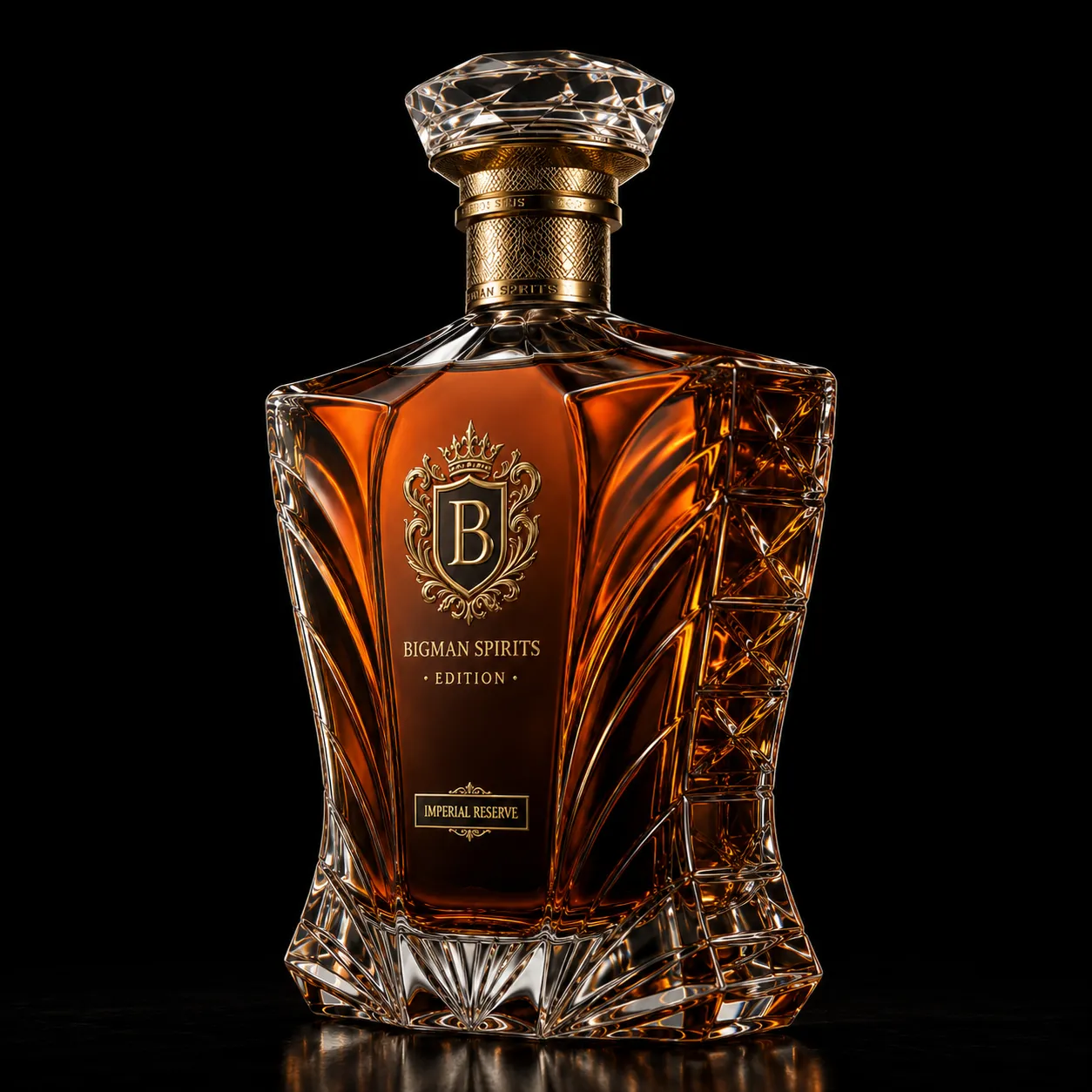 Chai thủy tinh cao cấp BS019 - Imperial Plume — mẫu chai rượu thiết kế riêng BIGMAN SPIRITS, góc nghiêng 3/4