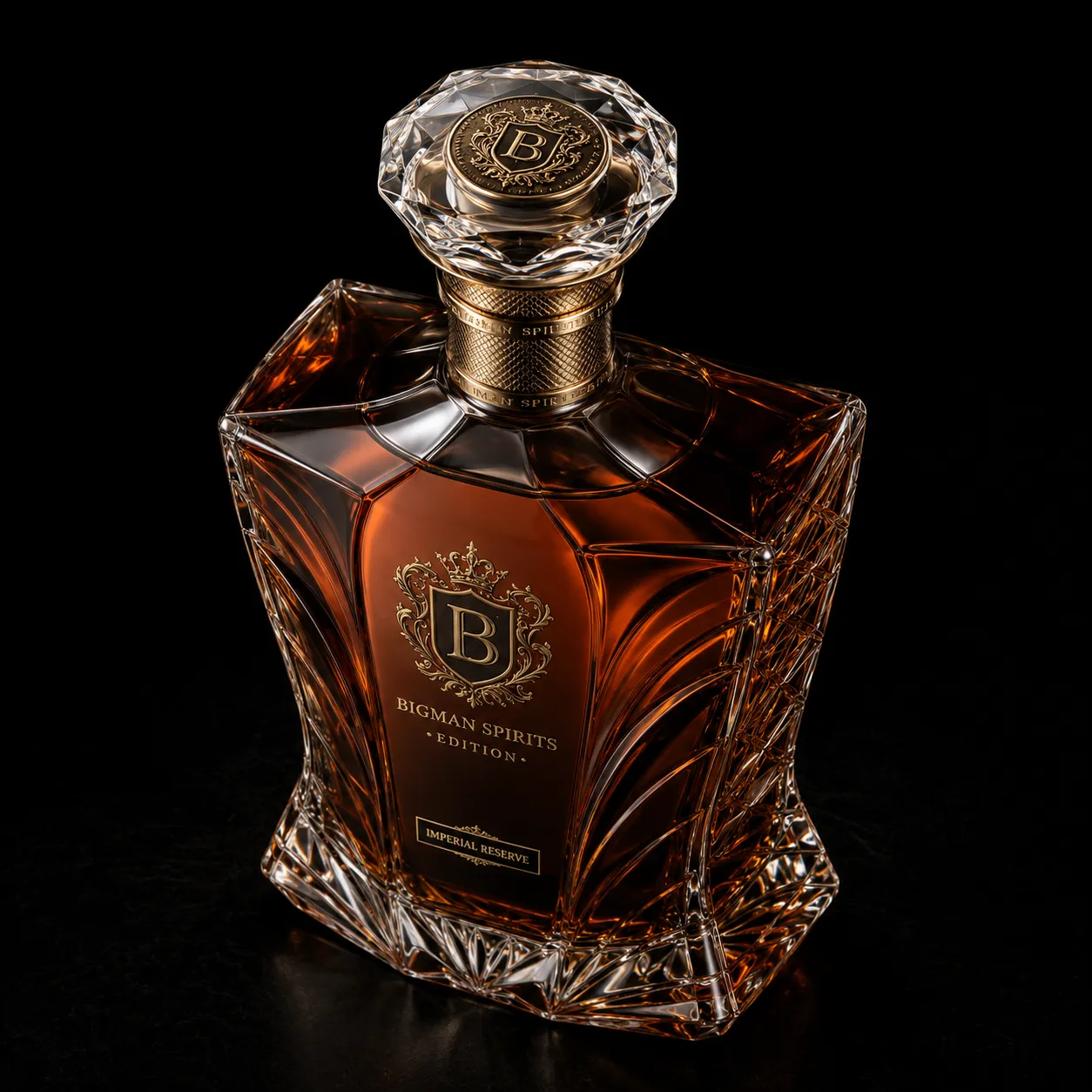 Chai thủy tinh cao cấp BS019 - Imperial Plume — mẫu chai rượu thiết kế riêng BIGMAN SPIRITS, cận cảnh nắp chai