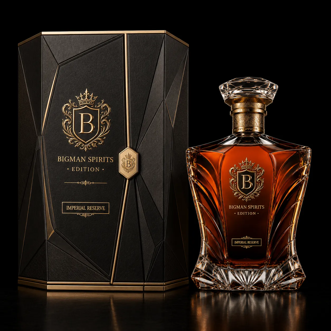 Hộp quà rượu cao cấp đi kèm chai BS019 - Imperial Plume — bộ chai và hộp quà tặng doanh nghiệp BIGMAN SPIRITS