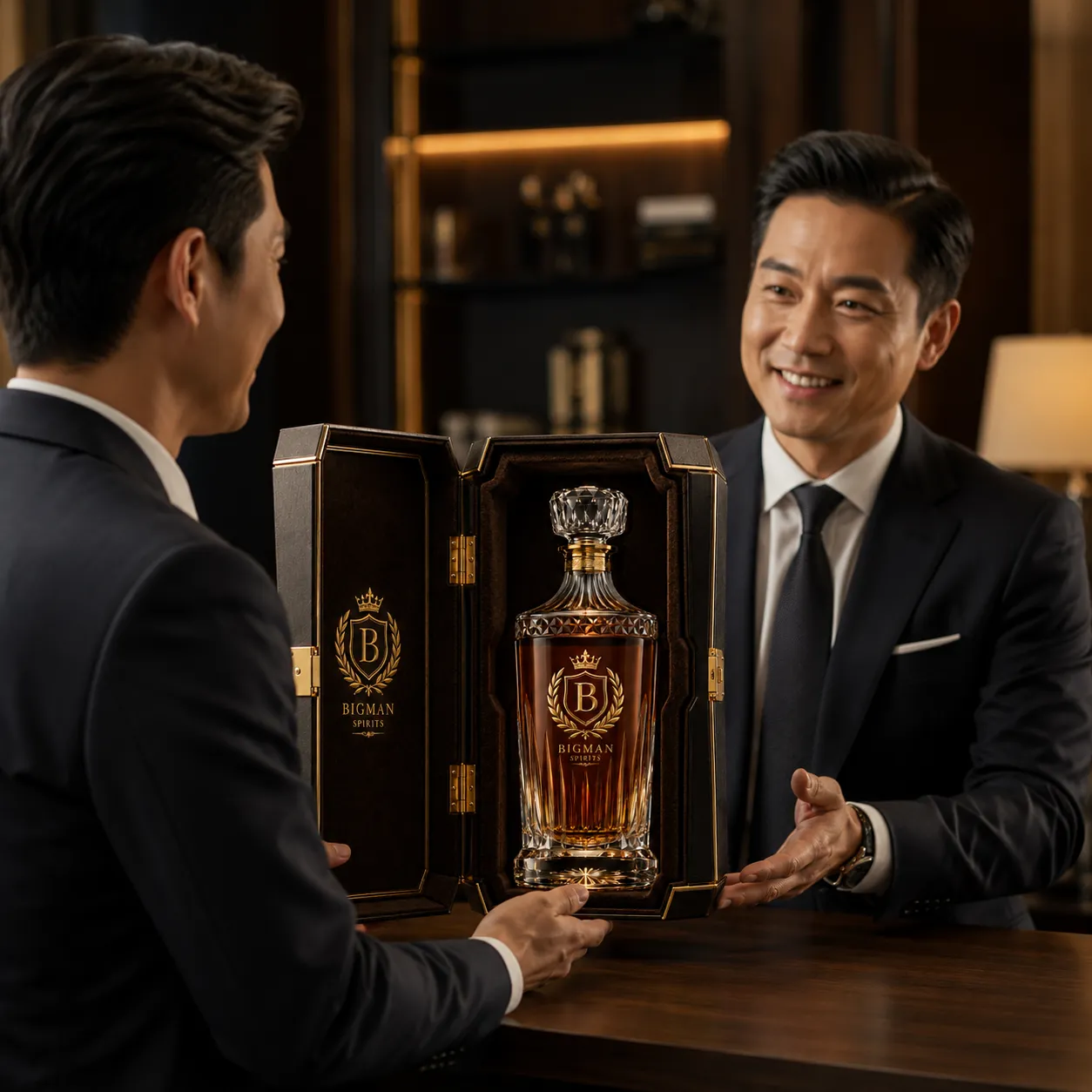 Trao quà tặng doanh nghiệp: bộ chai rượu và hộp quà cao cấp BS021 - Royal Signature — BIGMAN SPIRITS