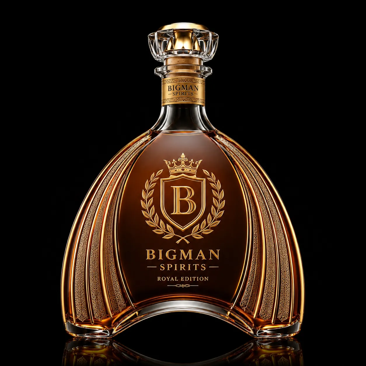 Chai thủy tinh cao cấp BS022 - Grand Arc — mẫu chai rượu thiết kế riêng BIGMAN SPIRITS, chính diện