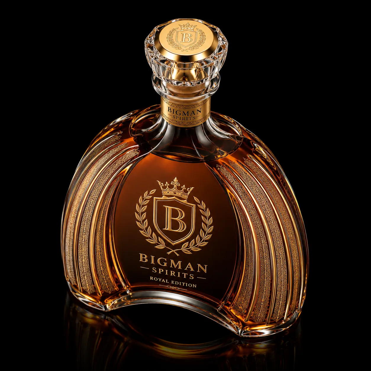 Chai thủy tinh cao cấp BS022 - Grand Arc — mẫu chai rượu thiết kế riêng BIGMAN SPIRITS, cận cảnh nắp chai