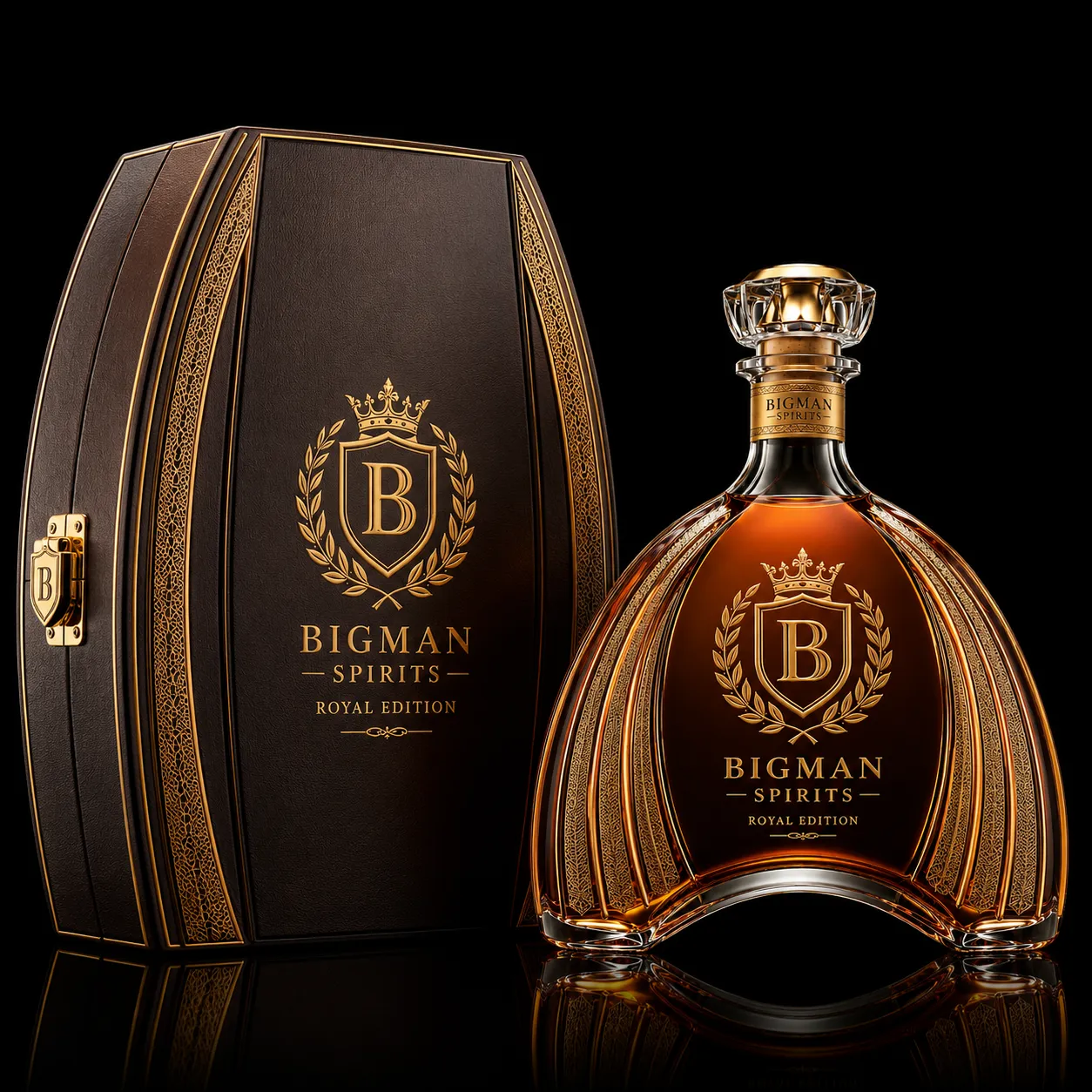 Hộp quà rượu cao cấp đi kèm chai BS022 - Grand Arc — bộ chai và hộp quà tặng doanh nghiệp BIGMAN SPIRITS