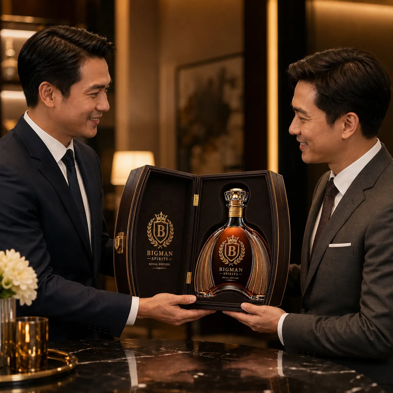 Trao quà tặng doanh nghiệp: bộ chai rượu và hộp quà cao cấp BS022 - Grand Arc — BIGMAN SPIRITS